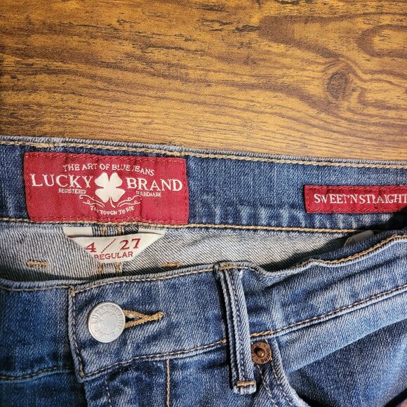 Lucky Brand Jeans Size 4 Sweet N Straight Low Rise Medium Light Wash Stretch - Picture 4 of 11